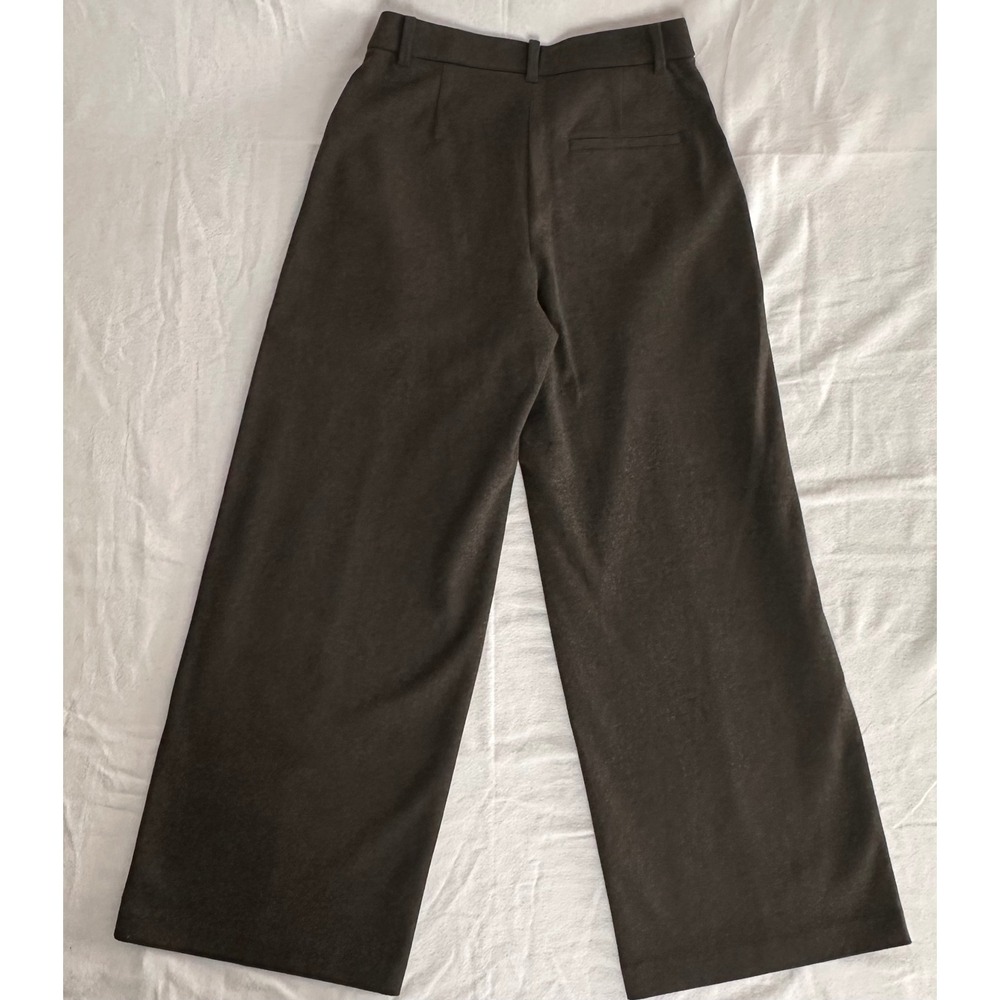 Uniqlo Wide Leg Pintuck Dark Brown Heather Trousers LG Minimalist Professional
